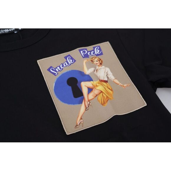 Dolce & Gabbana Black Sneak Peek Cotton Short Sleeve Men's T-shirt